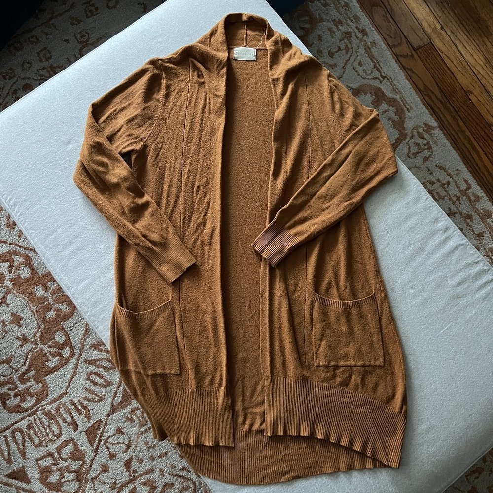 EUC Dreamers Open Front Mustard Cardigan Sz M/L